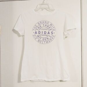 Adidas White & Purple Spellout Logo The Go-To Tee Tshirt